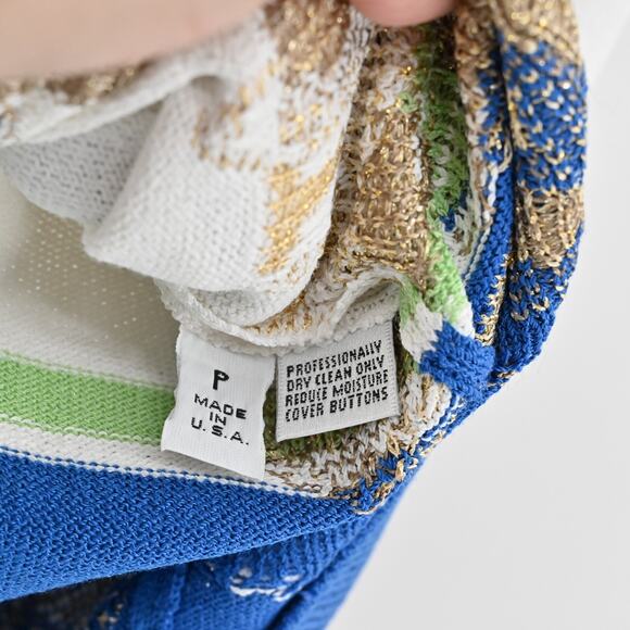 ST JOHN Sweater Womens Size MP Santana Knit Wool Blend Nautical Ocean Dog Show - Picture 8 of 11